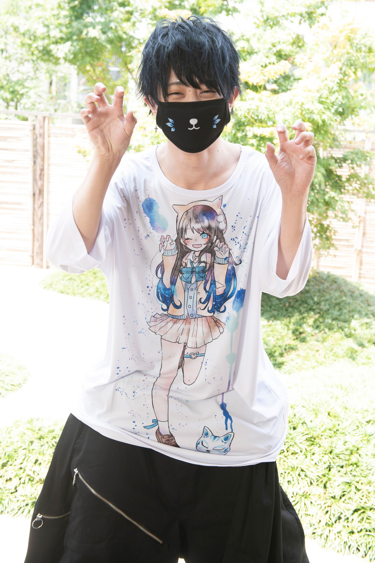 アニマルトモダチ『青狐』Tシャツ -メガビッグ- ankoROCK