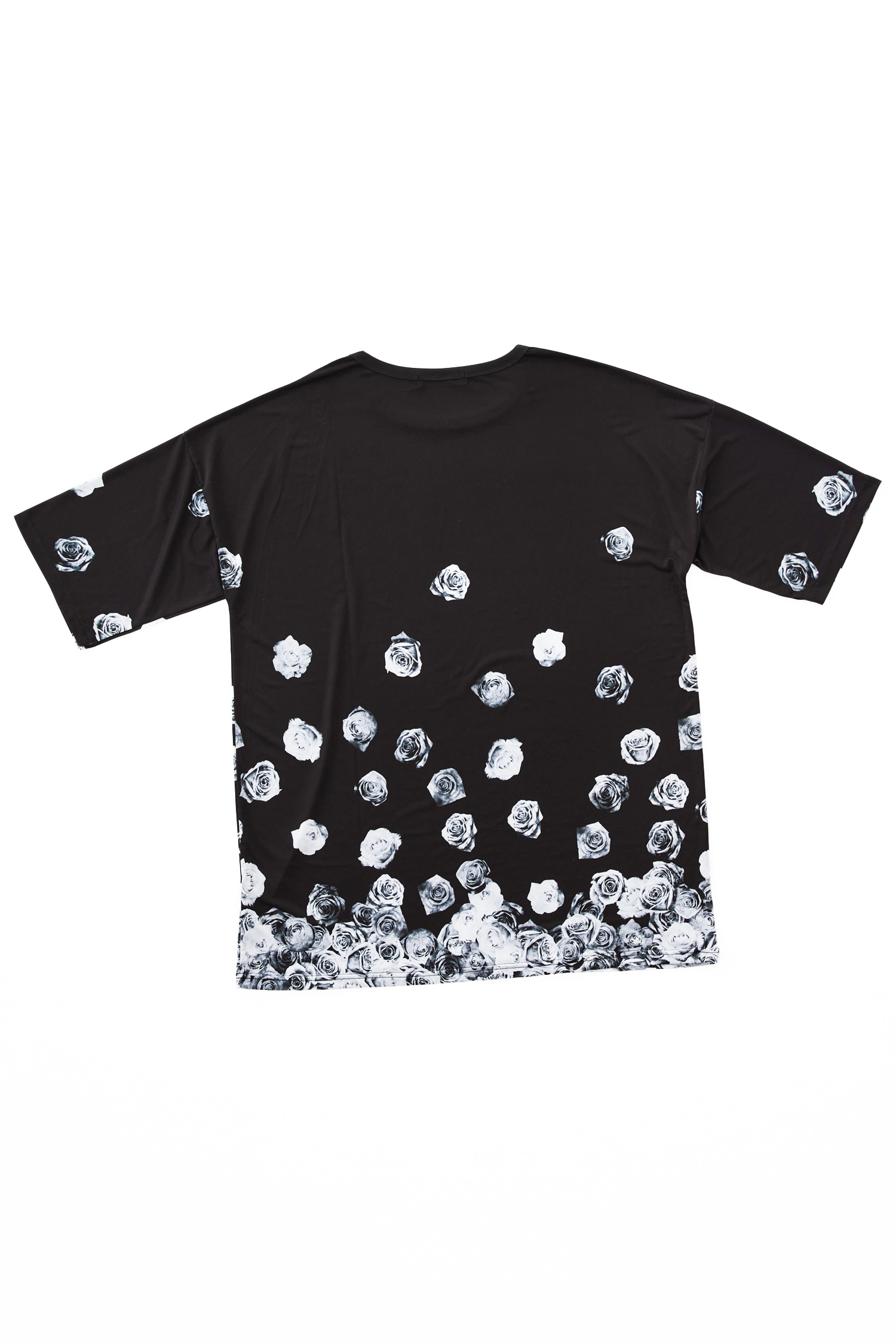 予約】さだはる×ankoROCKバラバラモノクロ薔薇Tシャツ -メガビッグ-