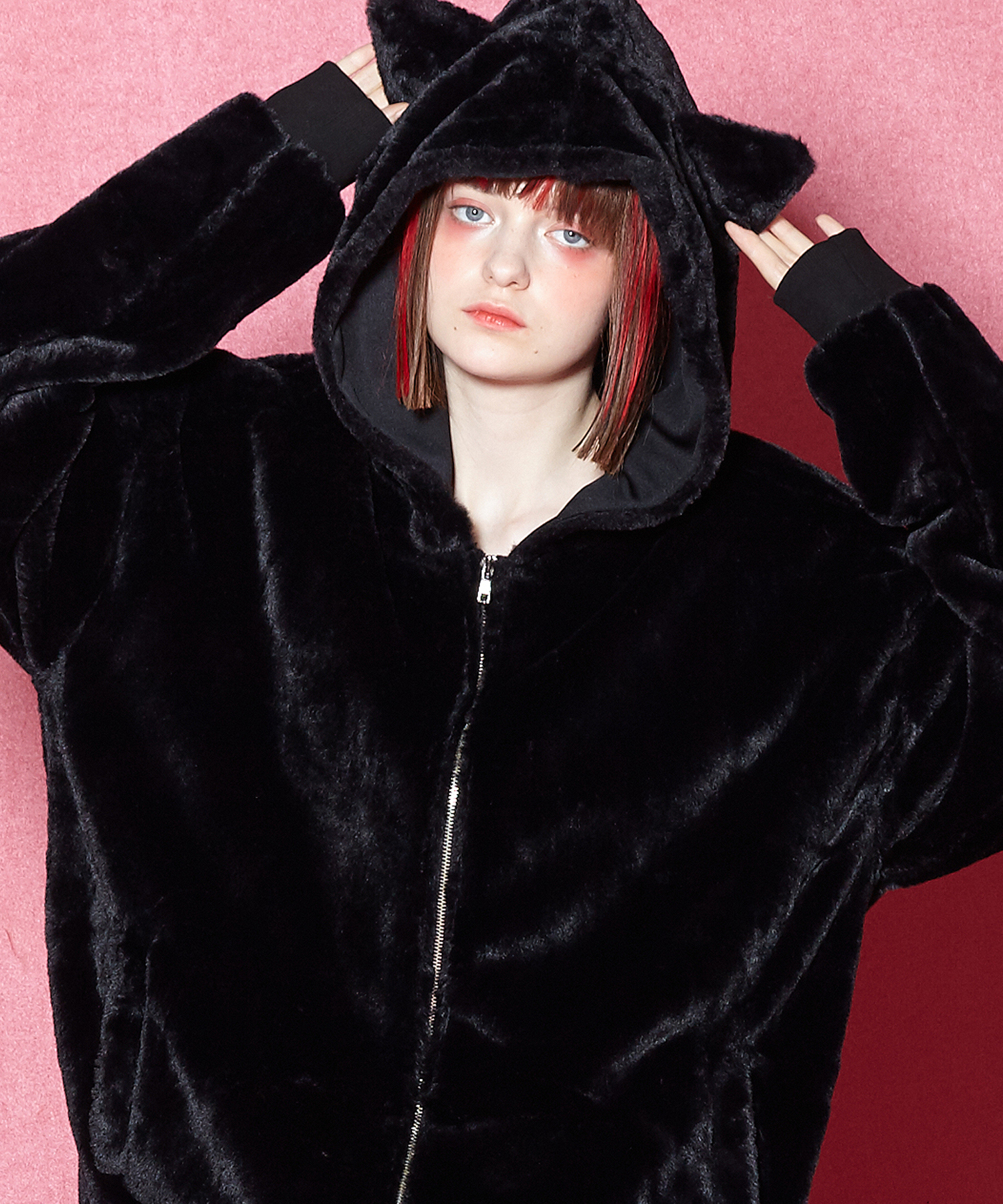 ショートファーネコ耳パーカー スーパービッグ Ankorock アンコロック メンズ レディース ユニセックス ステージ 衣装