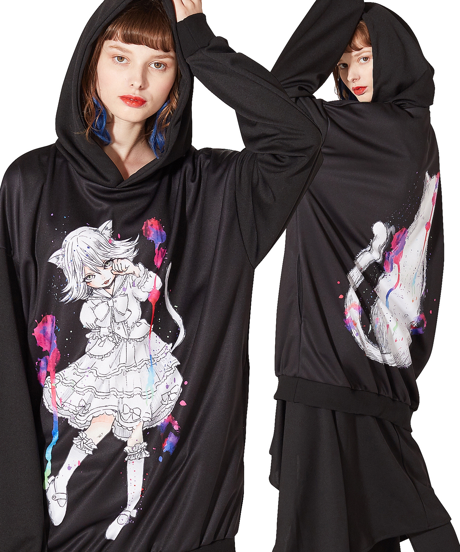 アニマルトモダチ 白ネコ プルオーバーパーカー スーパービッグ Ankorock アンコロック メンズ レディース ユニセックス ステージ 衣装