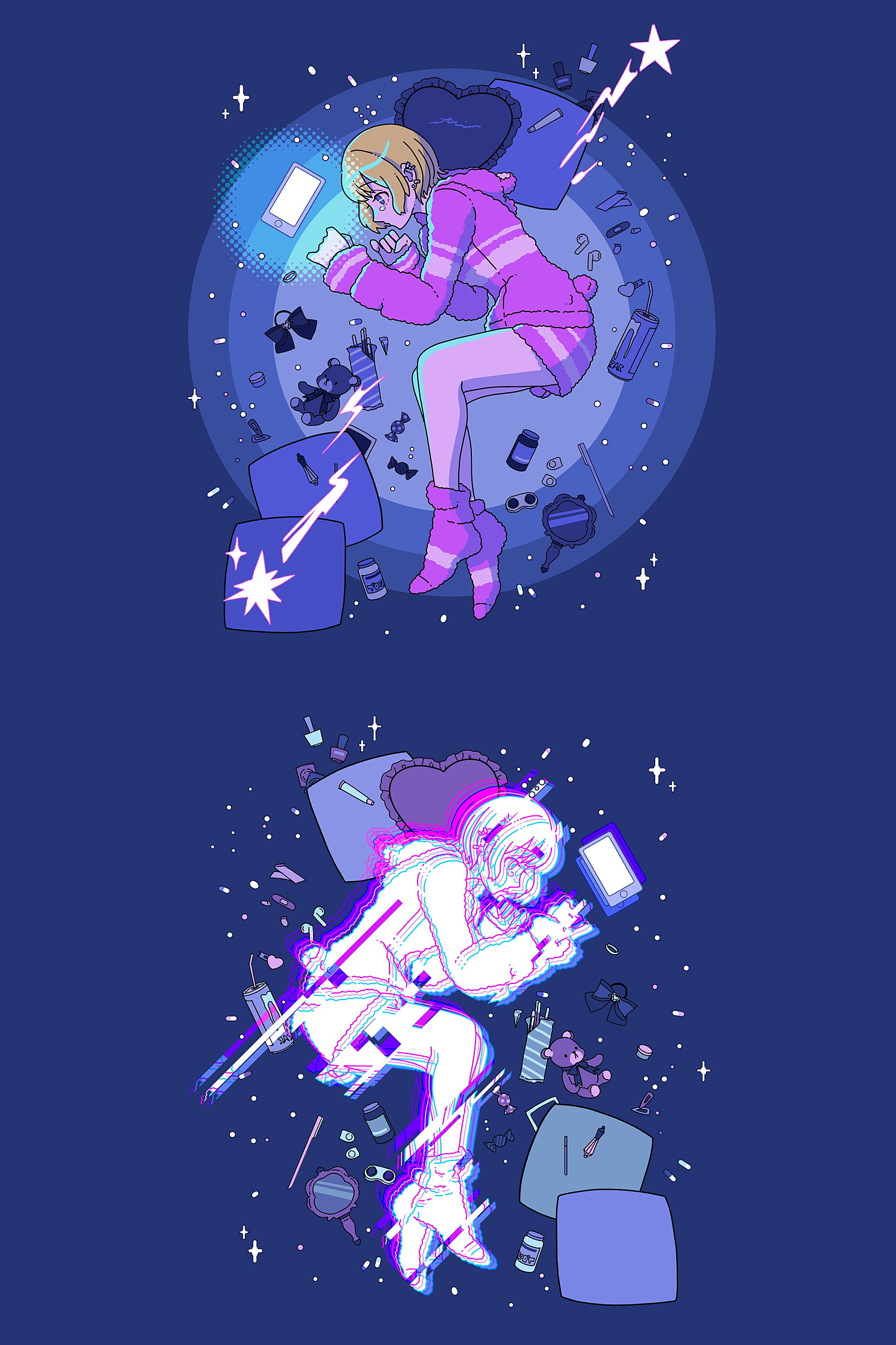 シティポップ 引きこもりと女の子ｔシャツ メガビッグ