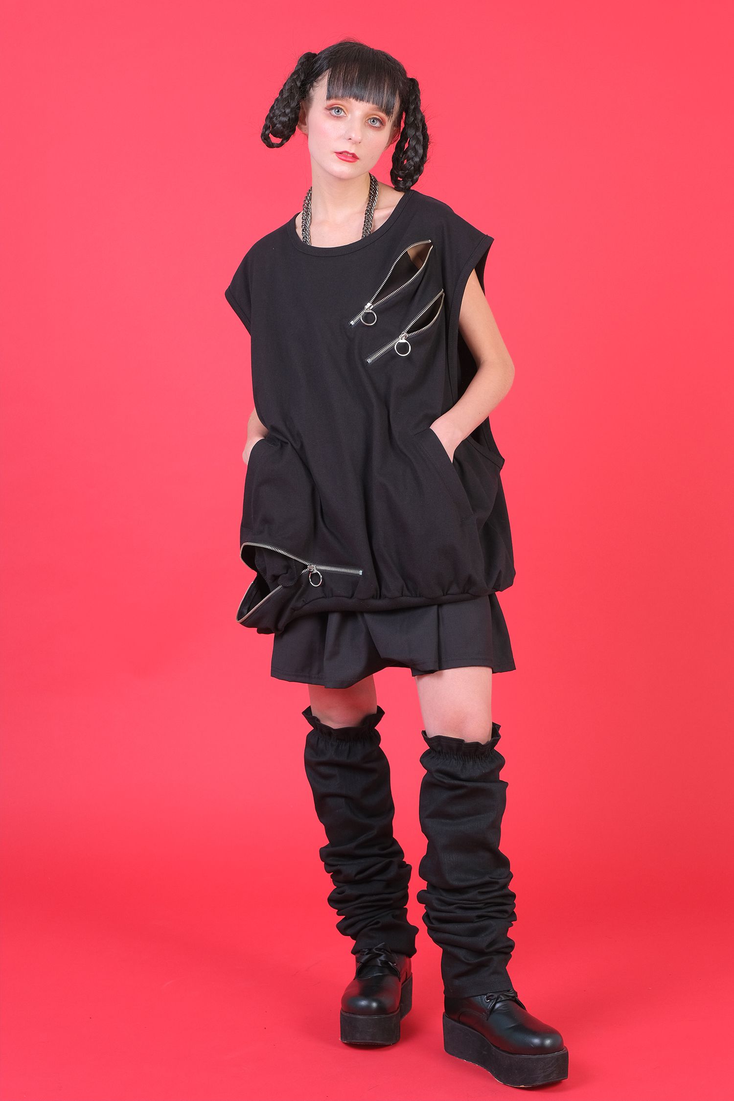 スパンキーリングジップノースリーブ -オーバーサイズ- ankoROCK