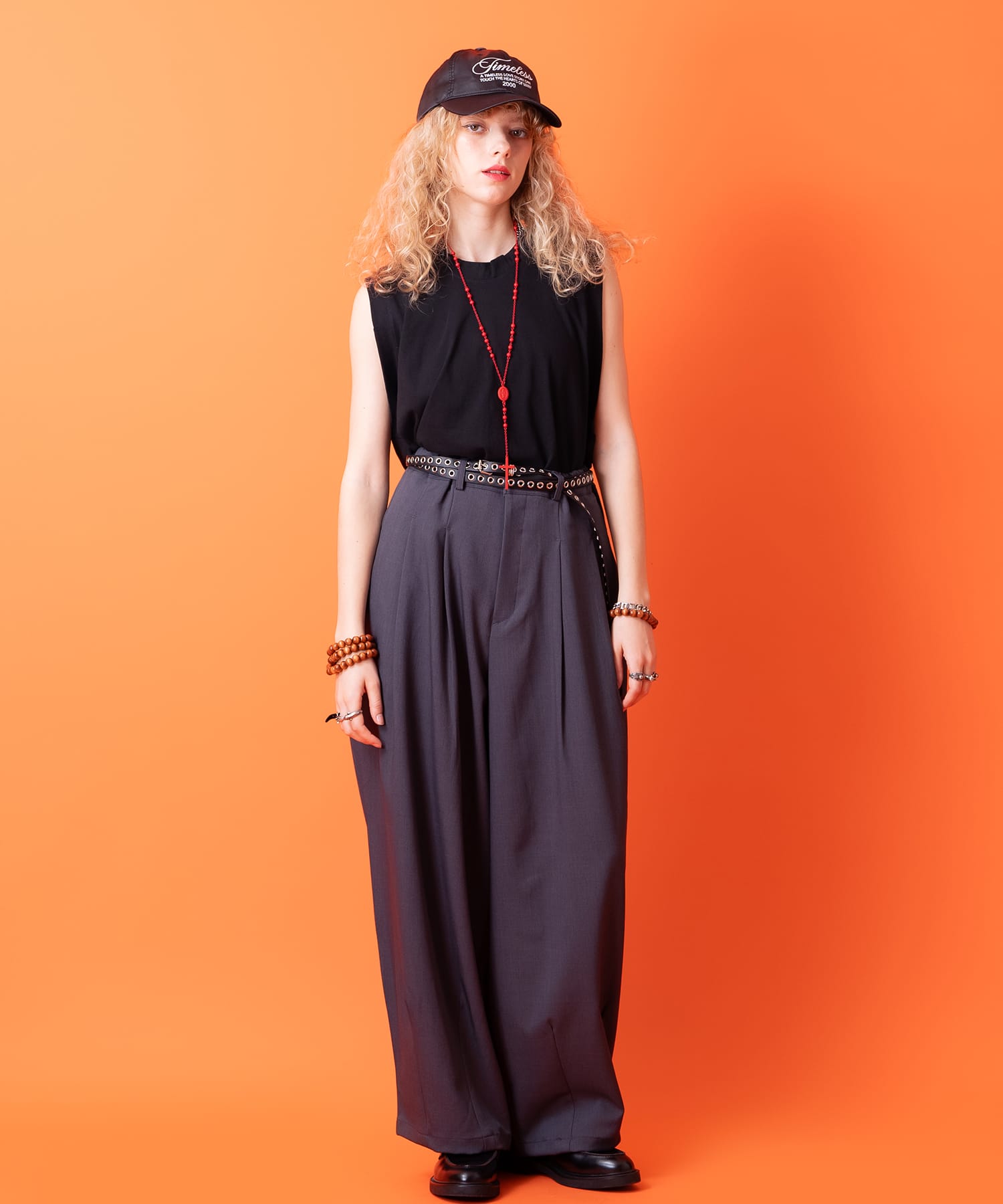 ワントーンマットカラーロザリオネックレス(70cm) / メンズ レディース