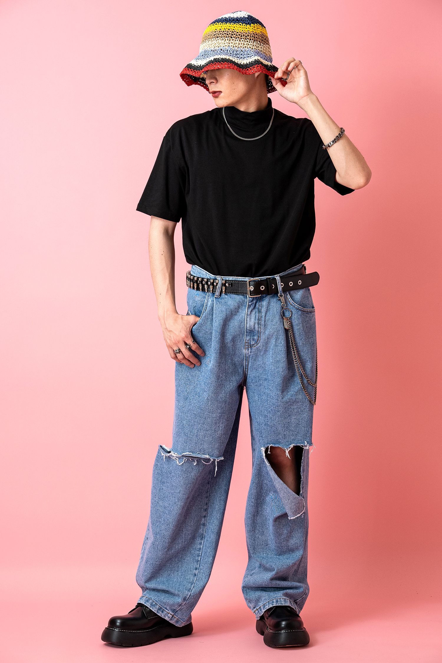 Nine Tailor × kuros'別注品】麦わら帽子 ストローハット 黒