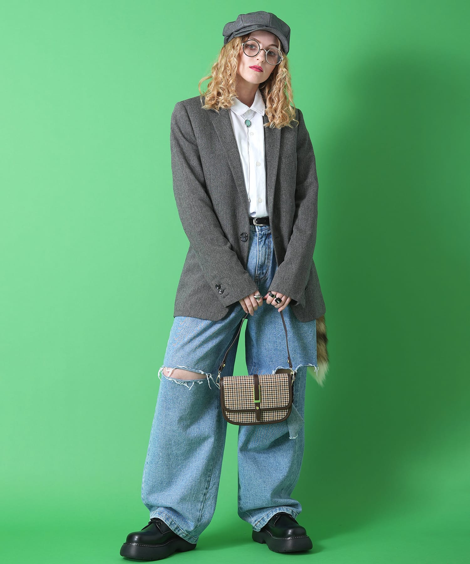 千鳥柄2WAYショルダーバッグ / ハンドバッグ ミニバッグ 鞄