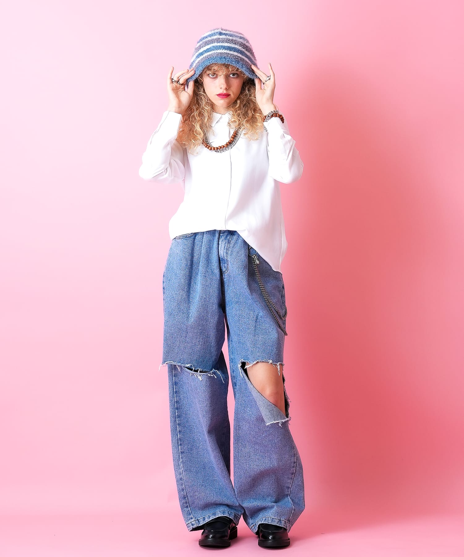 ボーダーファーニットハット / メンズ レディース ユニセックス 帽子