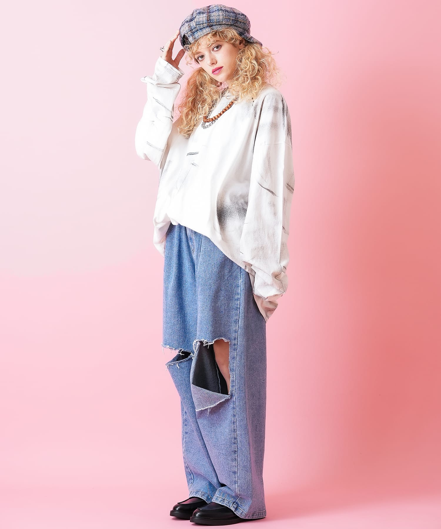 チェック柄ネップツイードキャスケット / メンズ レディース ユニ