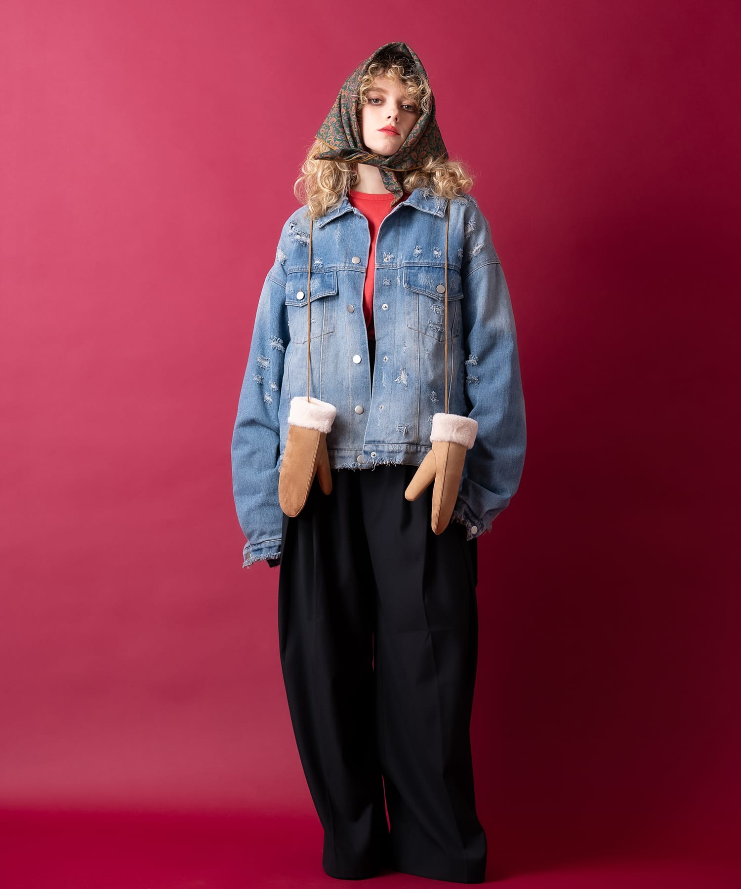 スウェードムートンミトン / 手袋 グローブ ボンディングファー