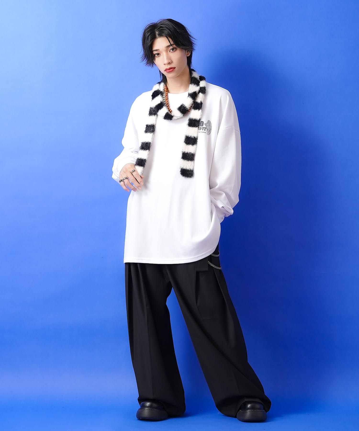 ボーダーファーニットロングナロースカーフ / レディース メンズ ユニ