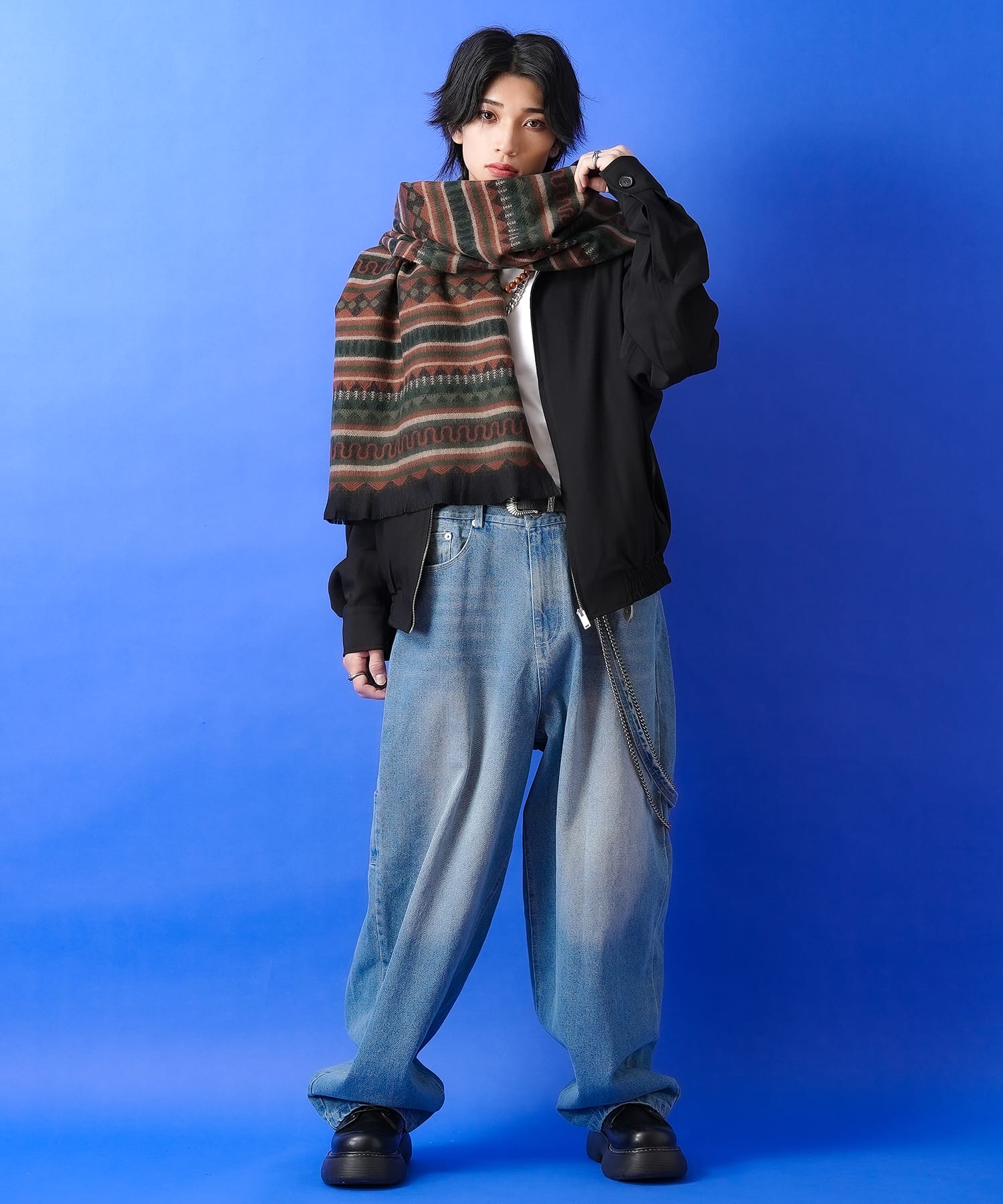 ネイティブ柄ファータッチマフラー / メンズ レディース ユニセックス