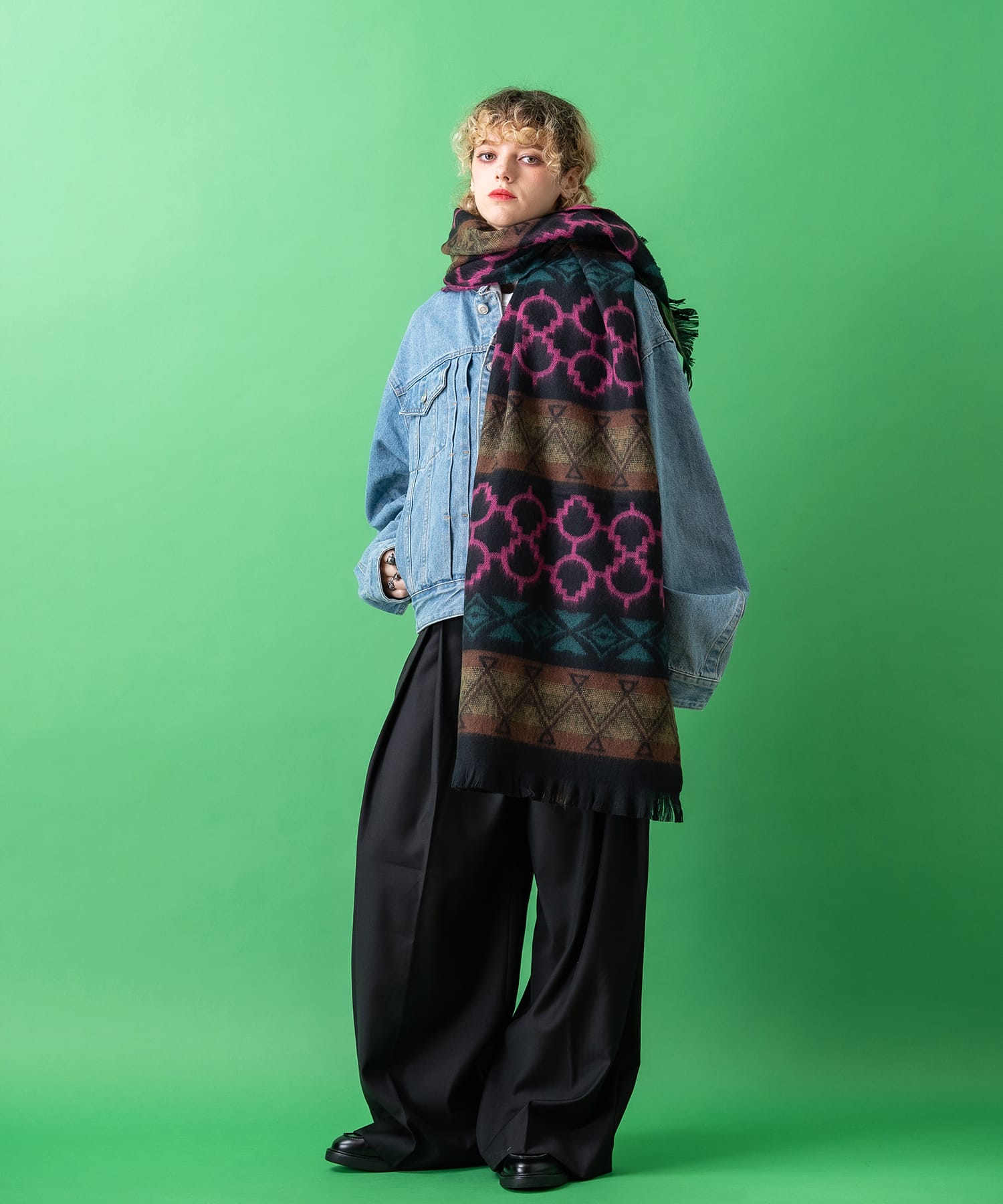 ネイティブ柄ファータッチマフラー / メンズ レディース ユニセックス