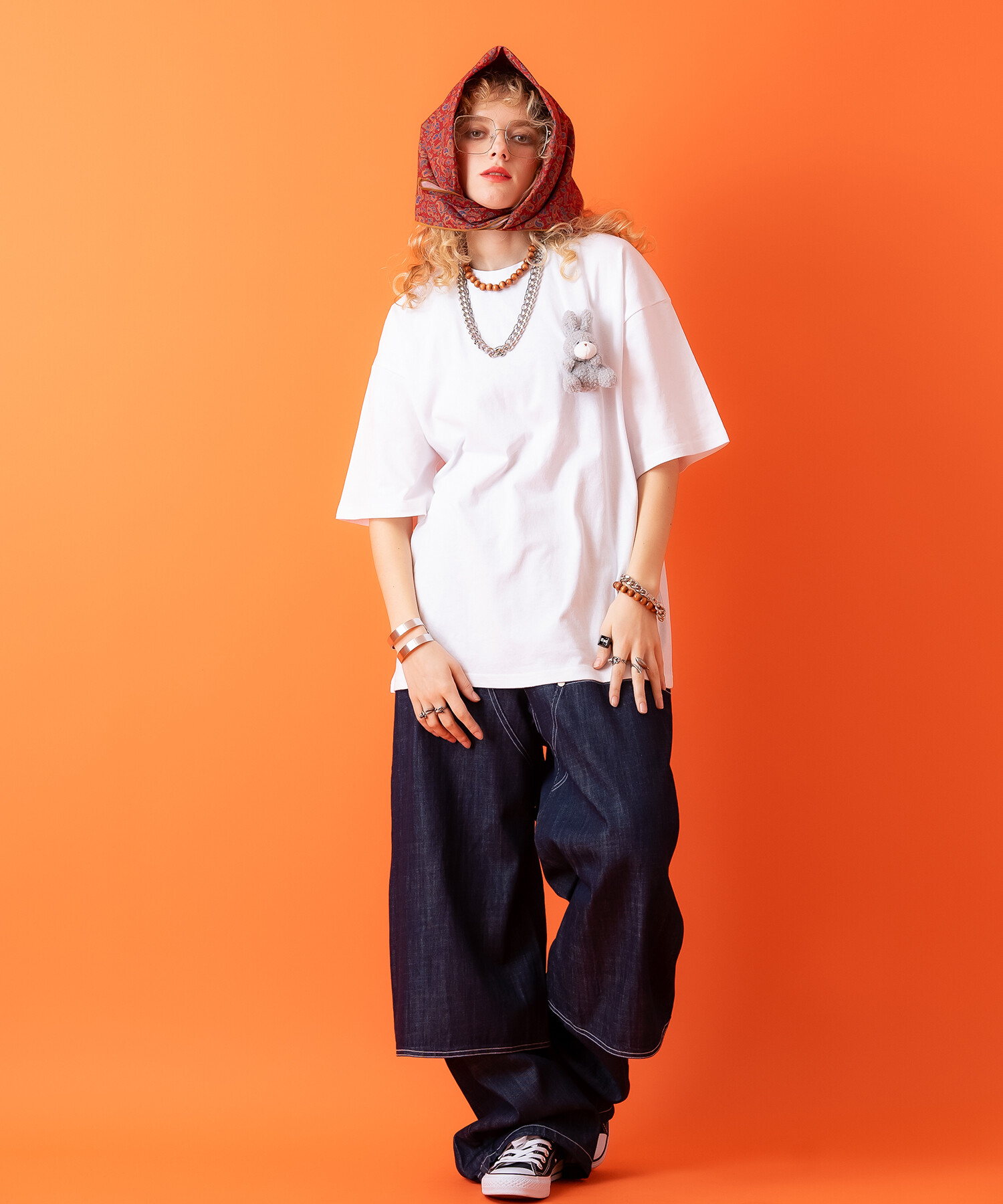 レトロビッグスクエアメガネ / クリアレンズ 伊達眼鏡 メンズ