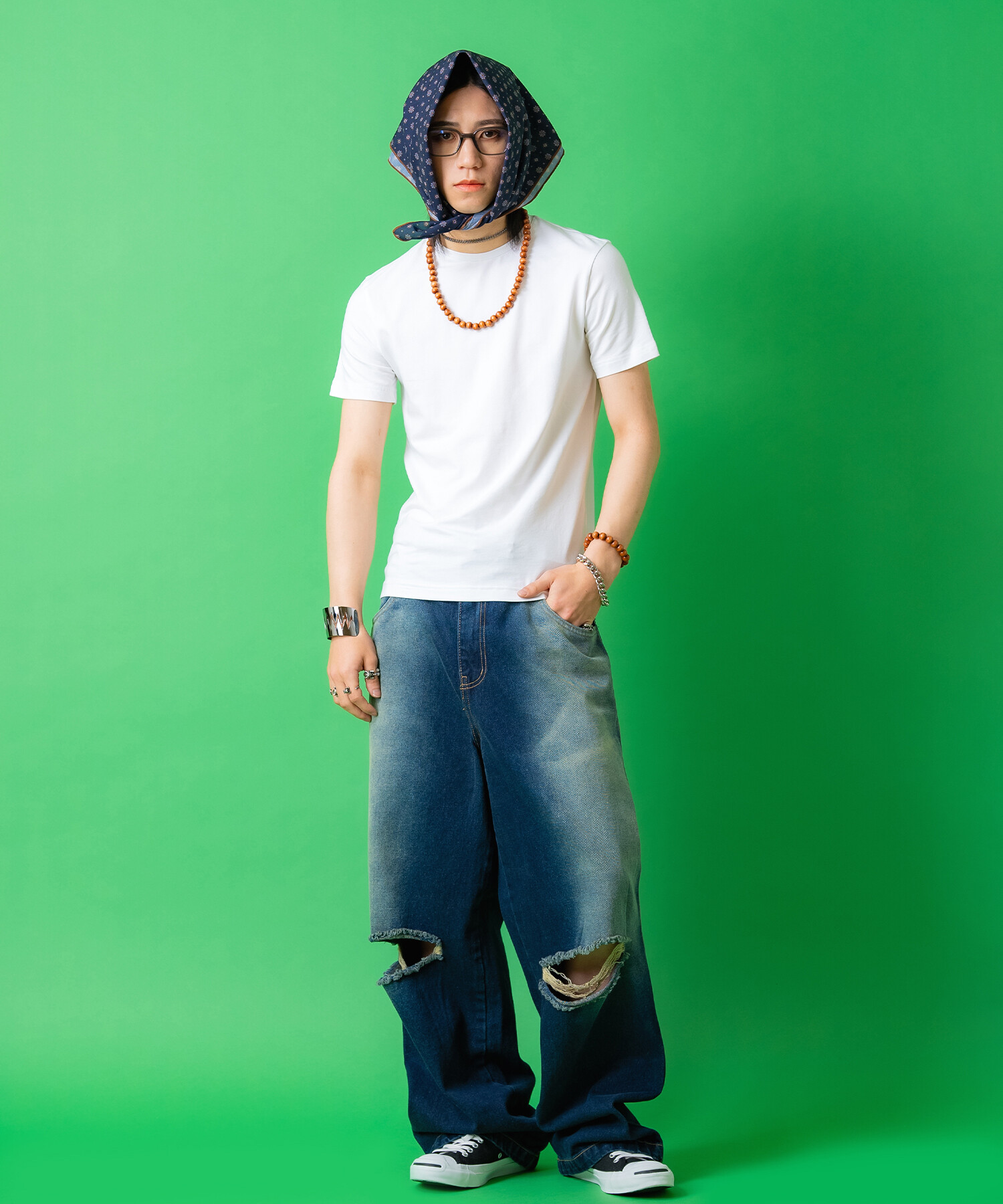 ギザギザメタルワイドバングル / 太め ブレスレット メンズ