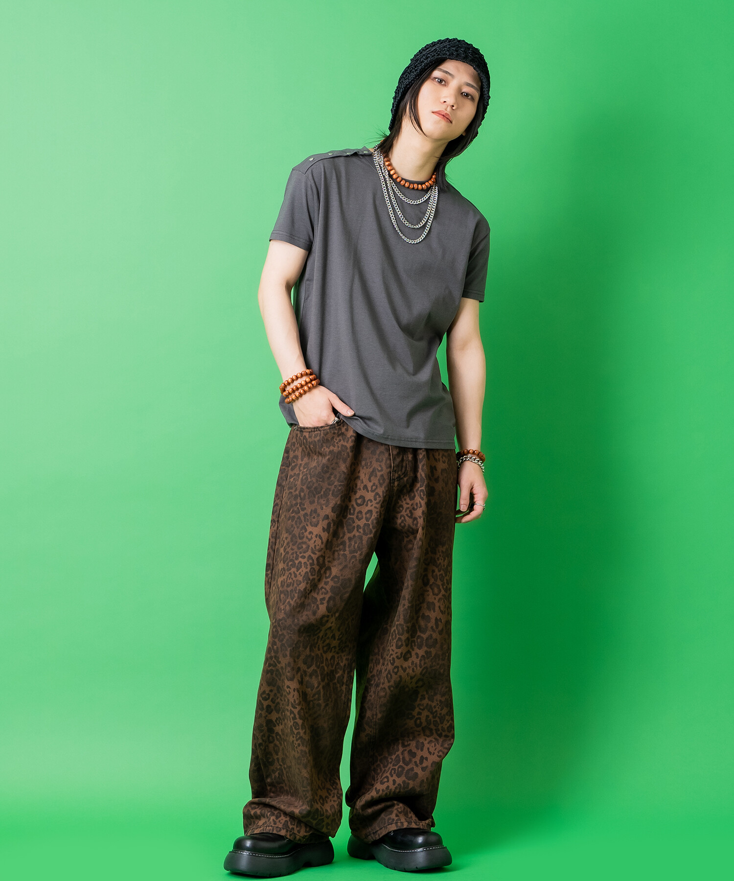 ザクザクメッシュ編みクロシェ風ニットハット / メンズ