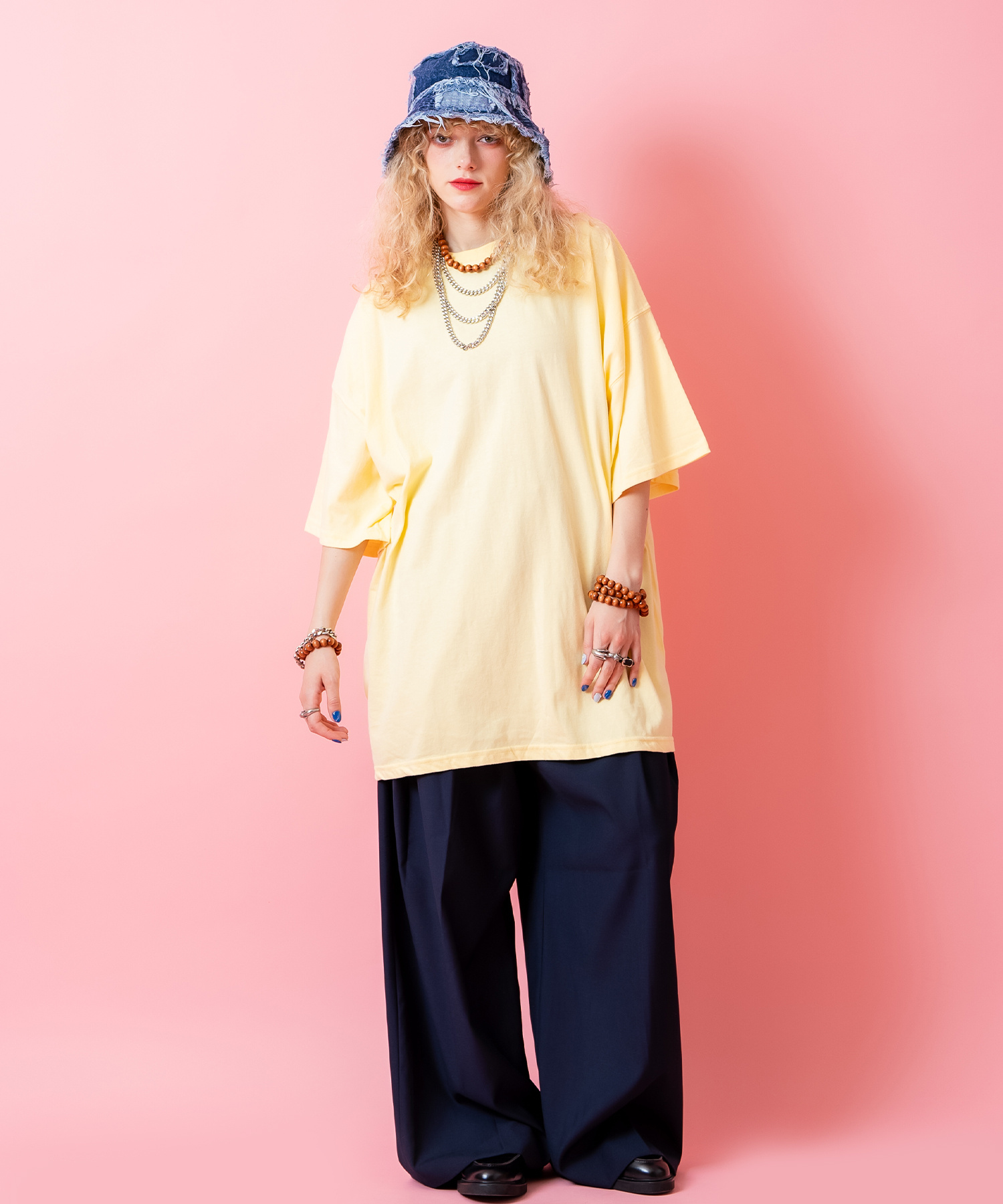 クラッシュフリンジランダムパッチワークデニムハット / メンズ