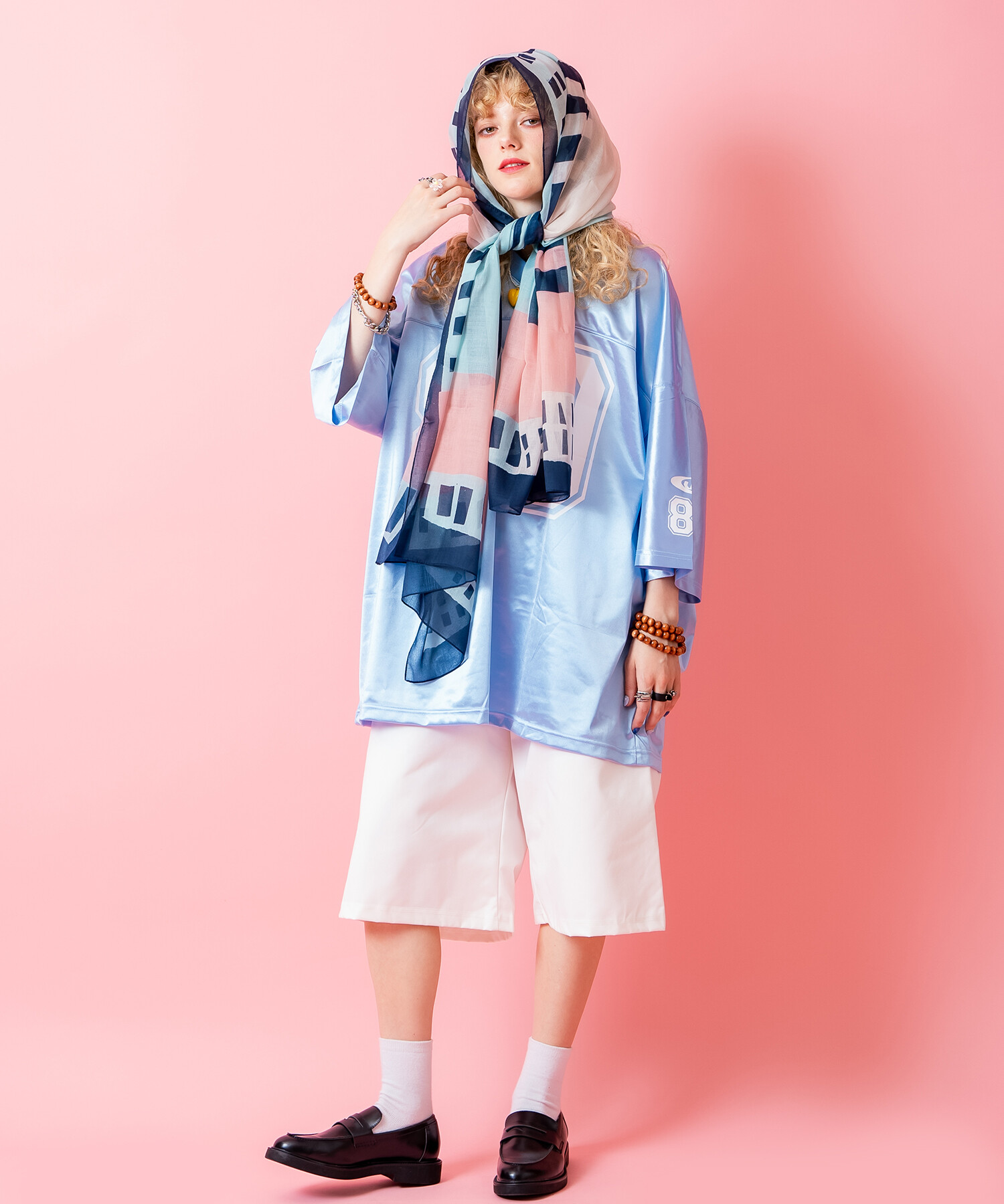 レトロアートパターン大判スカーフ(75cm×175cm) / レディース