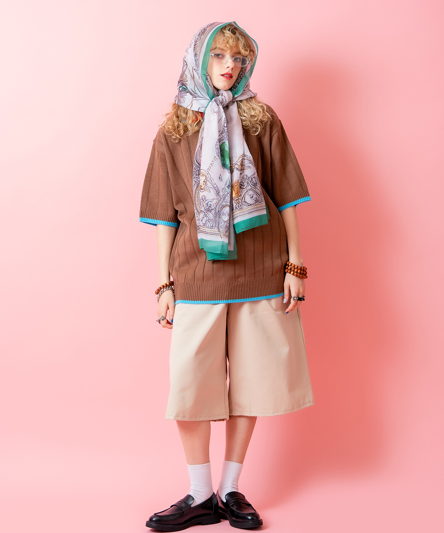 レトロクラシックパターン大判スカーフ(75cm×175cm