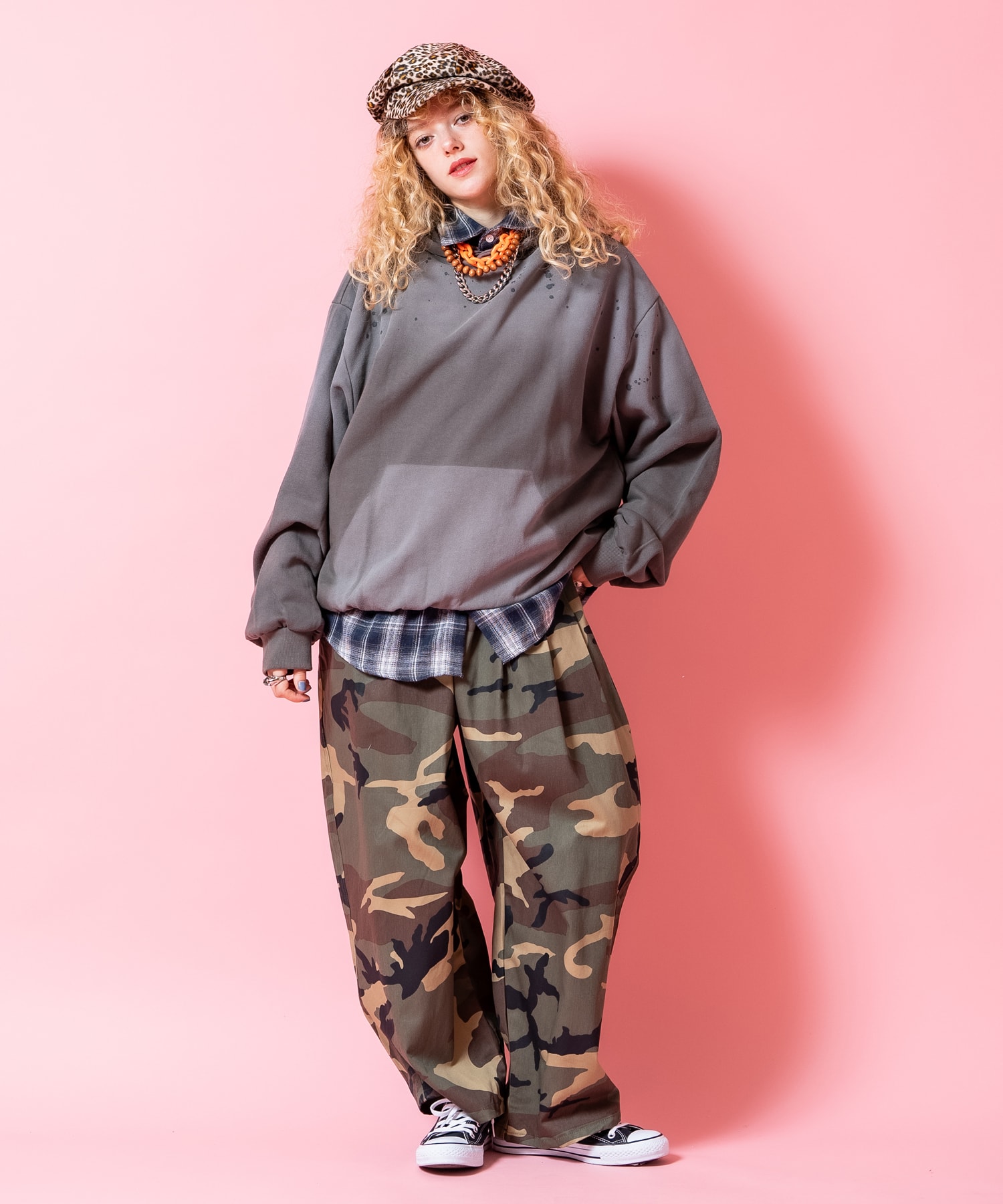 レオパードベロアキャスケット / ユニセックス 帽子 ヒョウ柄 豹柄