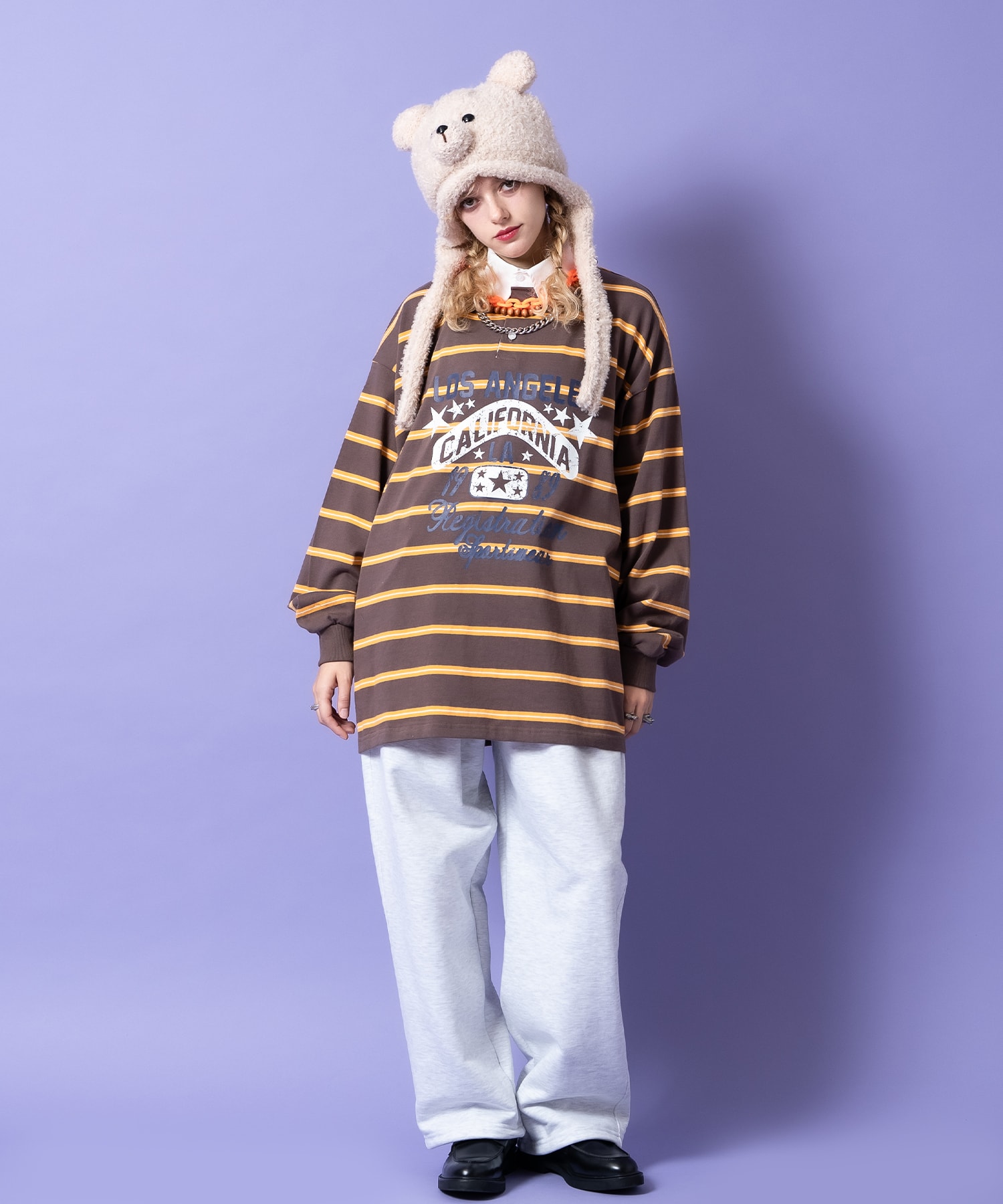 クマさんイヤーフラップファーニットキャップ / ユニセックス ニット帽