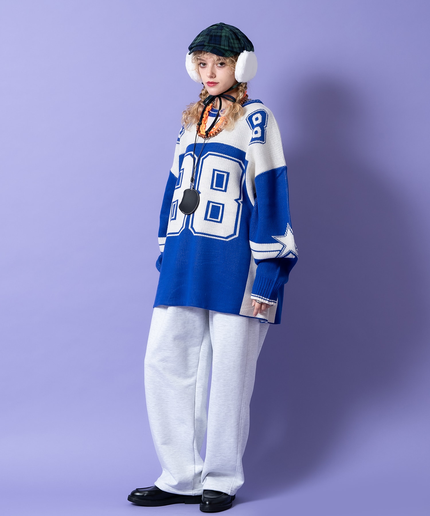 起毛肉厚ネルタータンチェック柄キャスケット(別売りイヤーマフ取付可