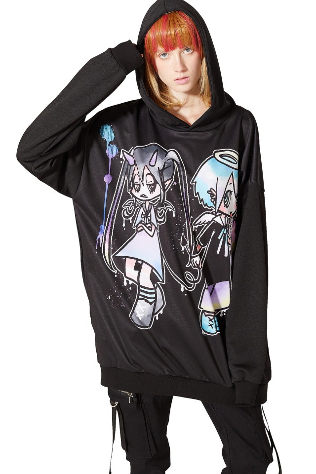 リアル中二版天使と悪魔プルオーバーパーカー -スーパービッグ-