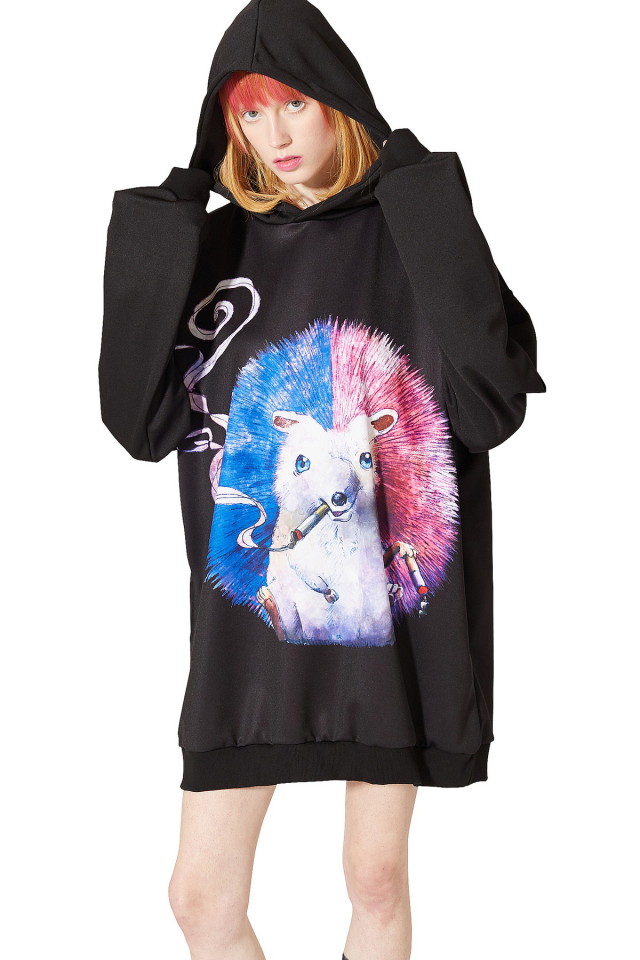 スモーキングダーティーハリネズミプルオーバーパーカー -スーパービッグ-