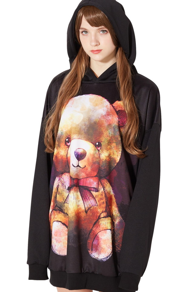 生身と骨テディベアプルオーバーパーカー -スーパービッグ-