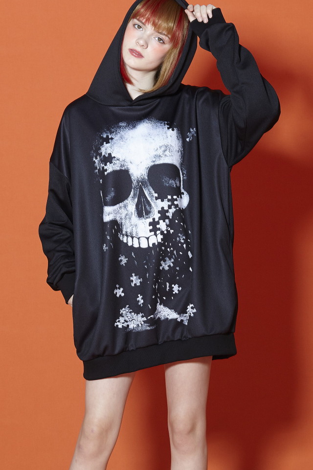 退廃髑髏プルオーバーパーカー -スーパービッグ-