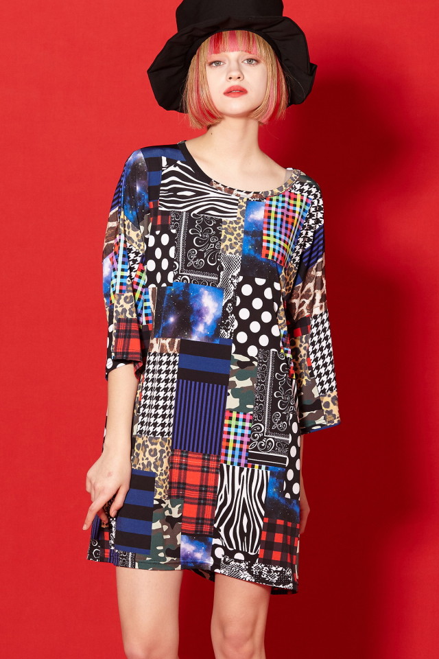 パッチワーク風Ｔシャツ -メガビッグ-