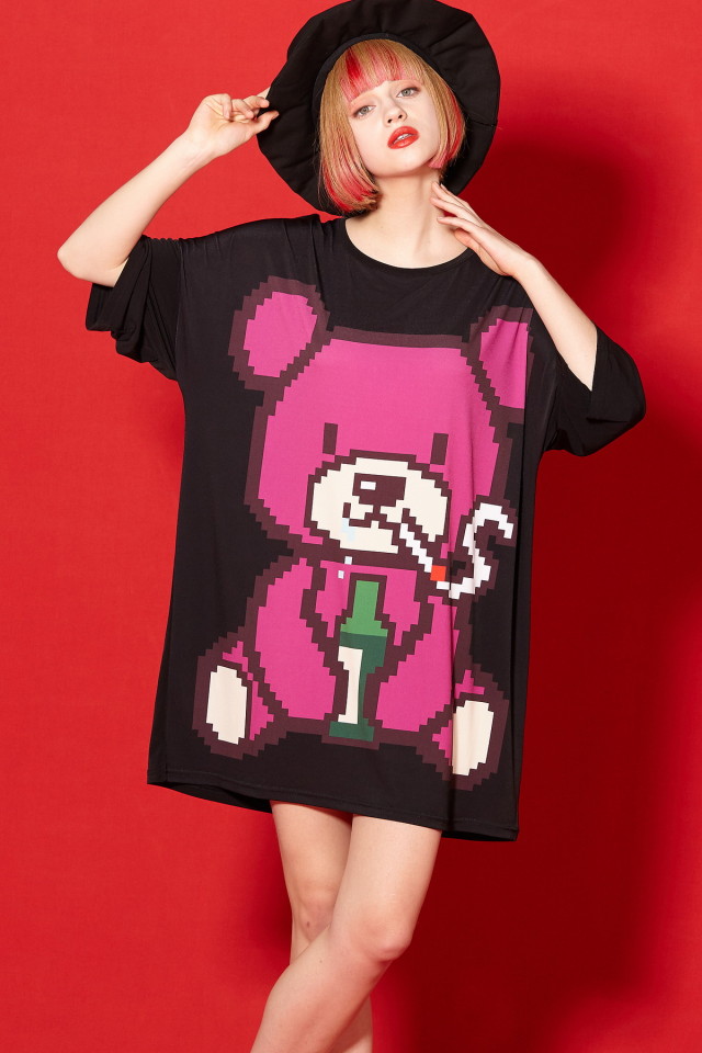 8bitテディベアＴシャツ -メガビッグ-