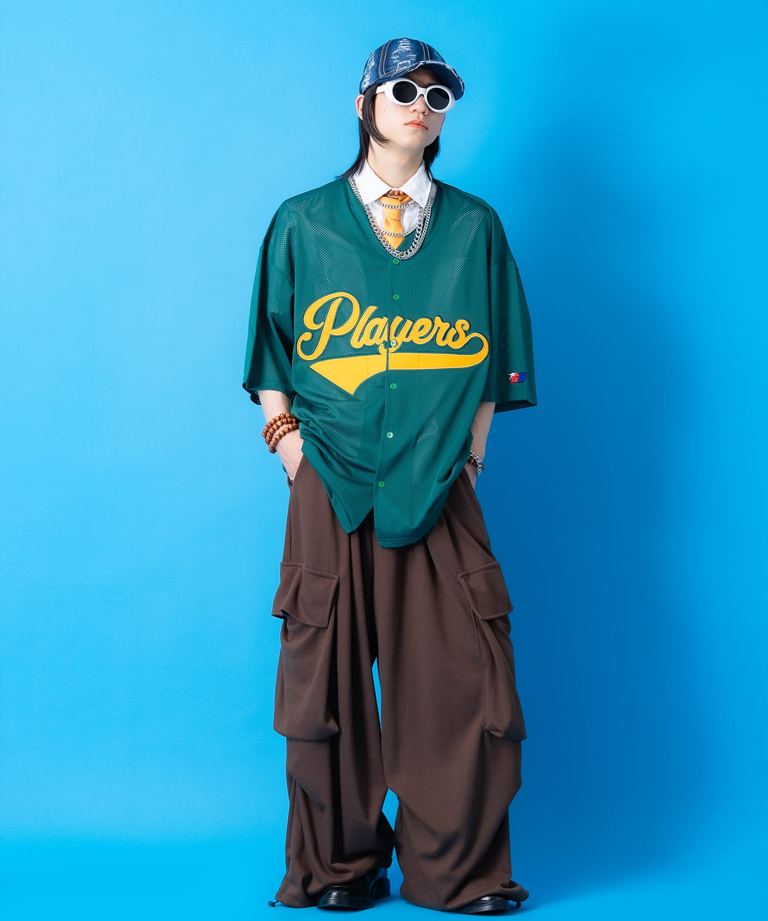 スーパーワイドドレープニープリーツスウェットカーゴパンツ / メンズ