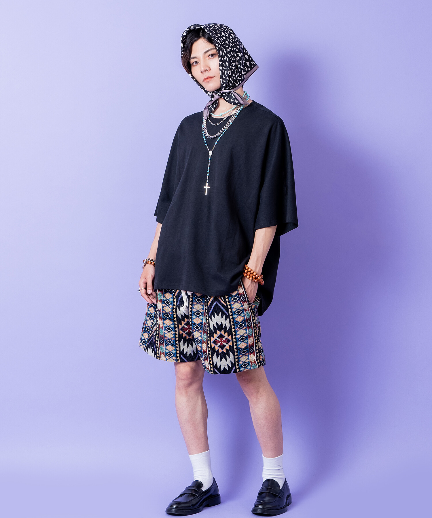 【美品】NAAFY ショートパンツ (XL) - 希少！ネイビーチェック柄 美品】NAAFY ショートパンツ (XL) - 希少！ネイビーチェック柄