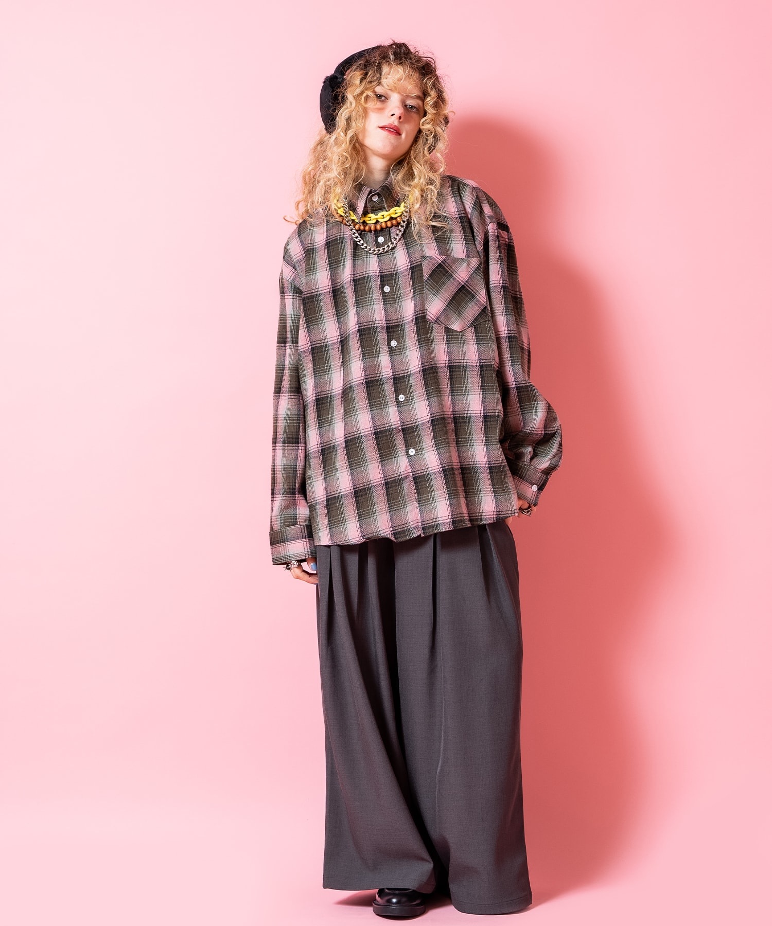 プリーツダブルタック硬質TRスーパーワイドスラックス / ユニセックス