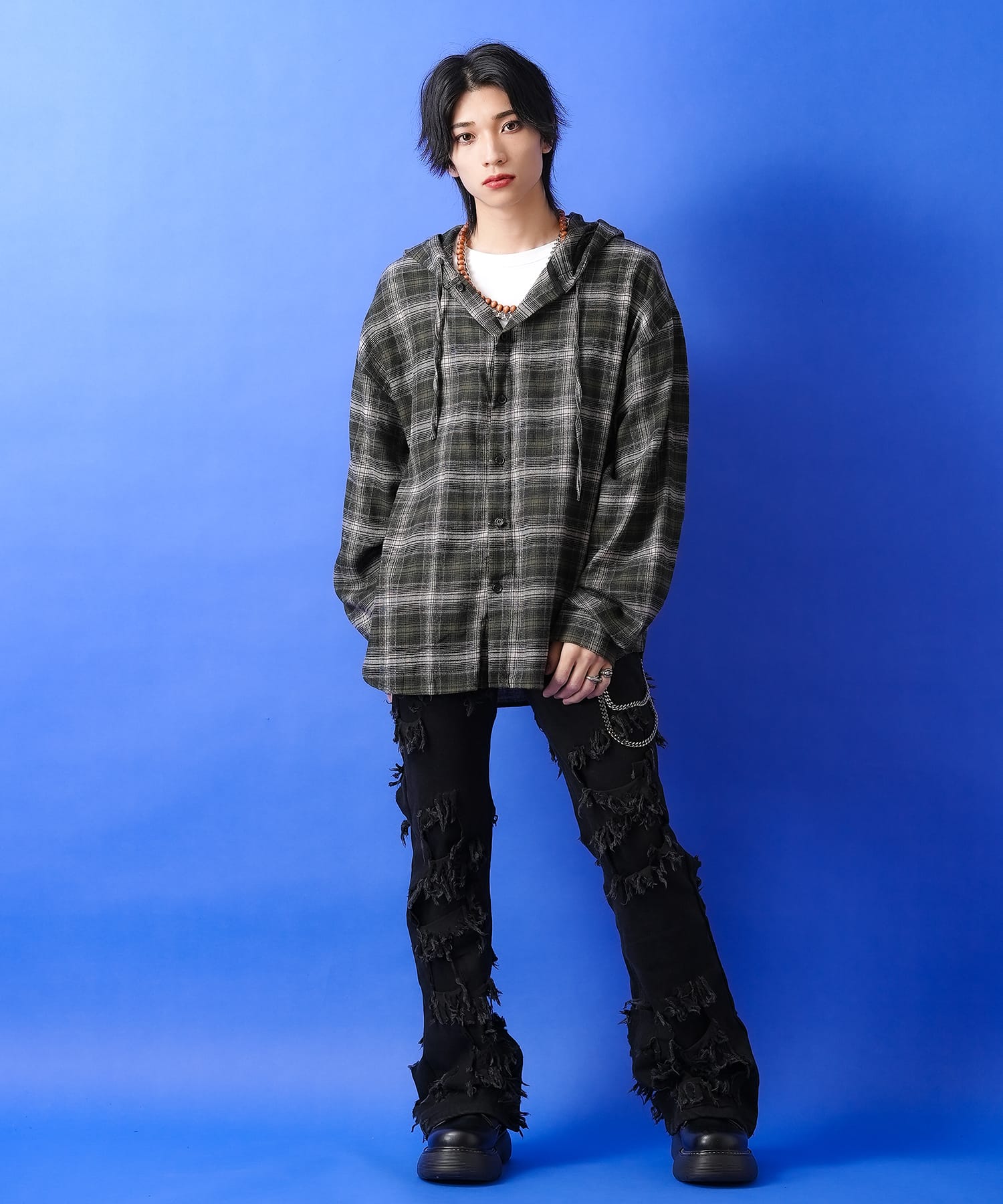 セール】Check Shirt Hoodie / チェックシャツフーディー