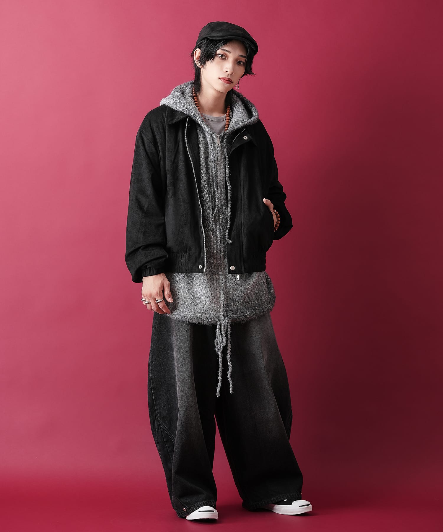 グラデーションスラブニットジップアップパーカー / ZIPパーカー