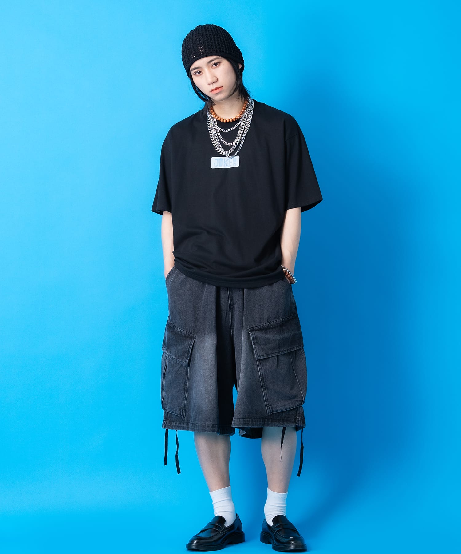 ジョーダン　メッシュビブスドッキング 半袖Tシャツ ブラック オーバーサイズ バックジョーカートランプビッグプリントオーバーサイズTシャツ