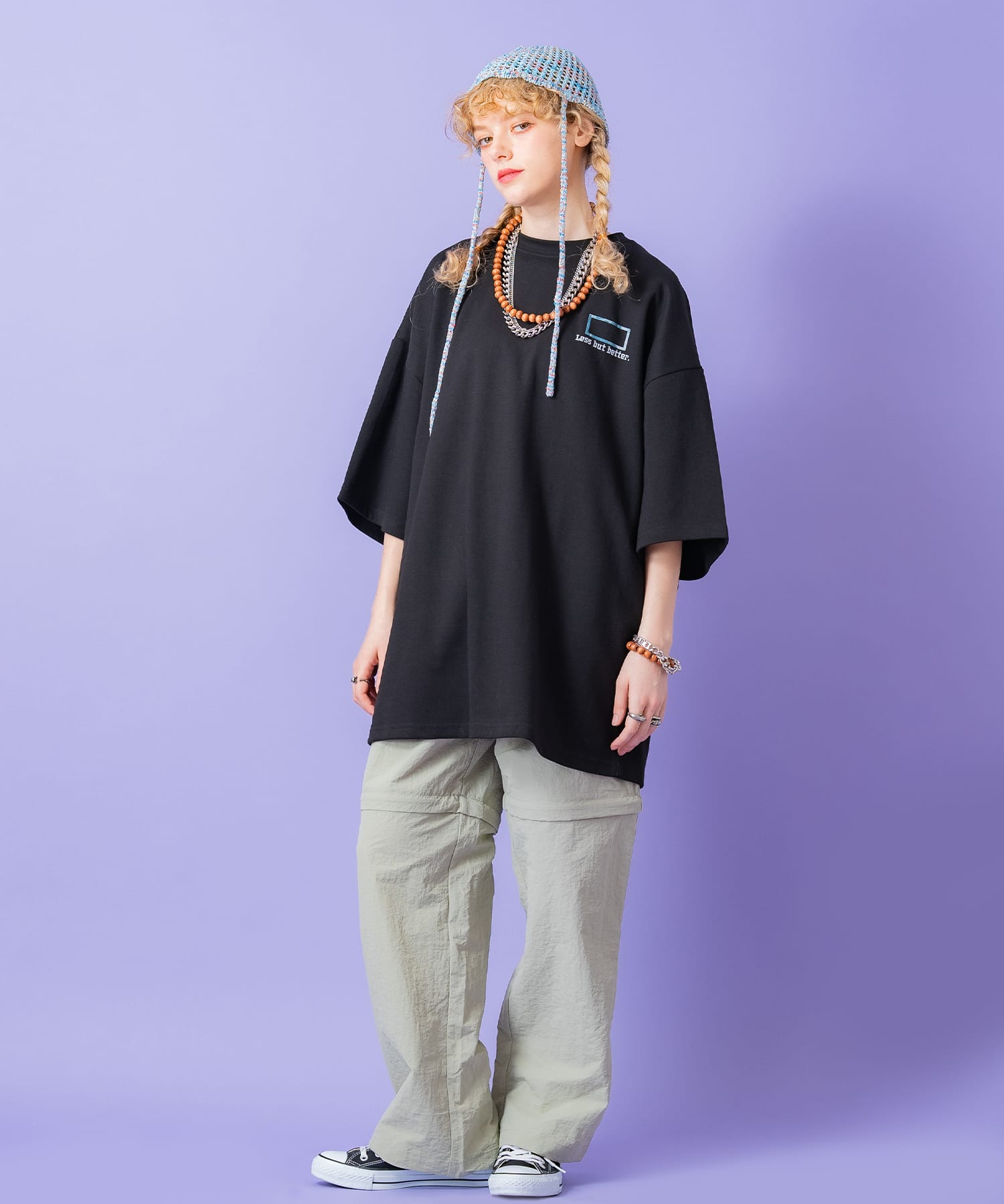 バックマーブルボックスビッグプリントオーバーサイズTシャツ