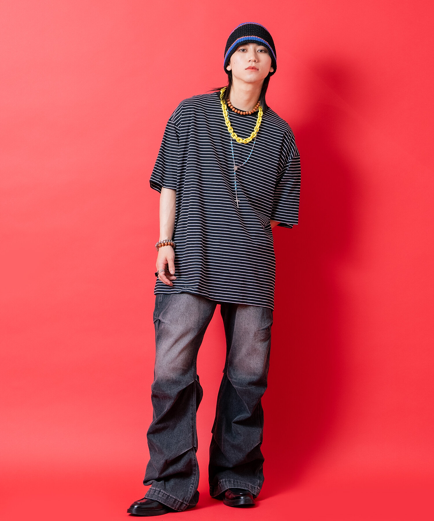 ENYCE エニーチェ 肉厚 厚地 半袖 ボーダー Tシャツ TEE XXL セール】フェード加工 ハーフスリーブ ボーダー Tシャツ（T