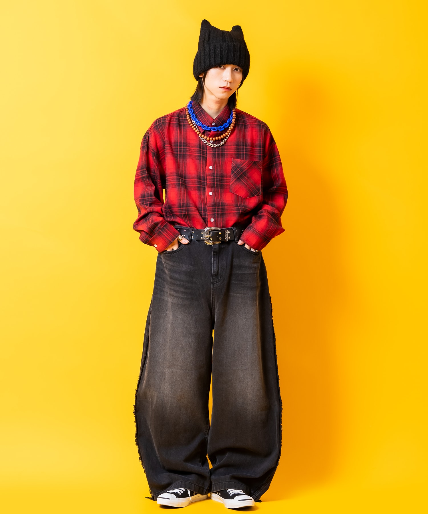 クラシックチェック柄コットンネルシャツ / ユニセックス メンズ