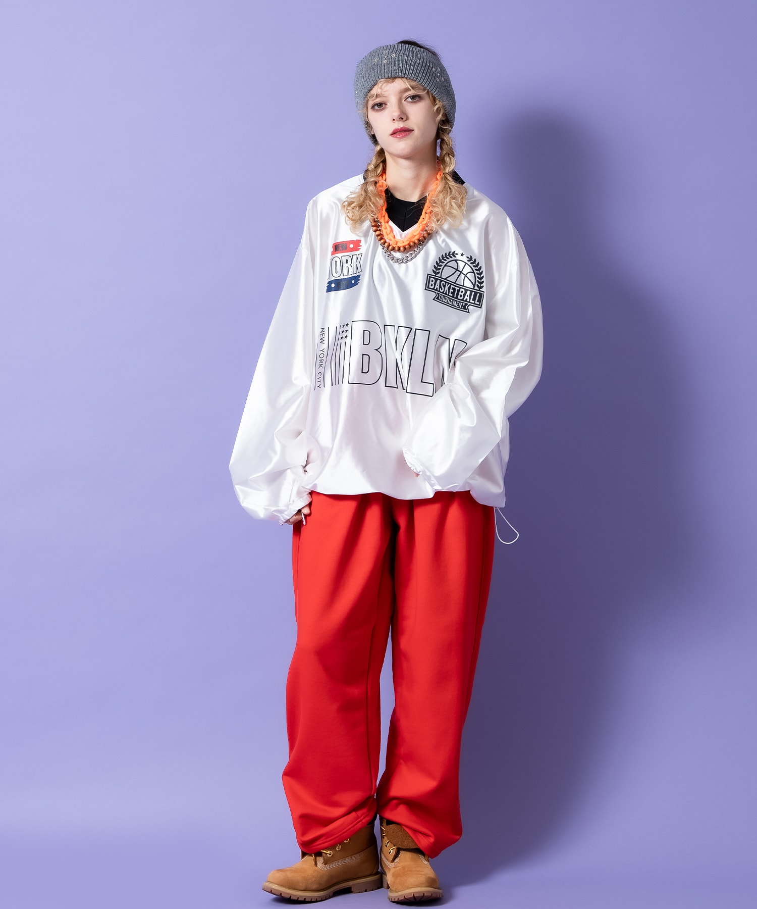 ドローコードヘムオーバーサイズバスケットウォームアップゲームシャツ